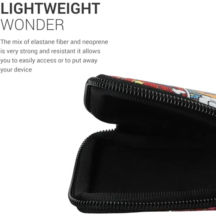 kwmobile Neopren Hülle kompatibel mit Nintendo 3DS XL, Mehrfarbige Tasche mit Comic Symbolen und Reißverschluss – Bild 3