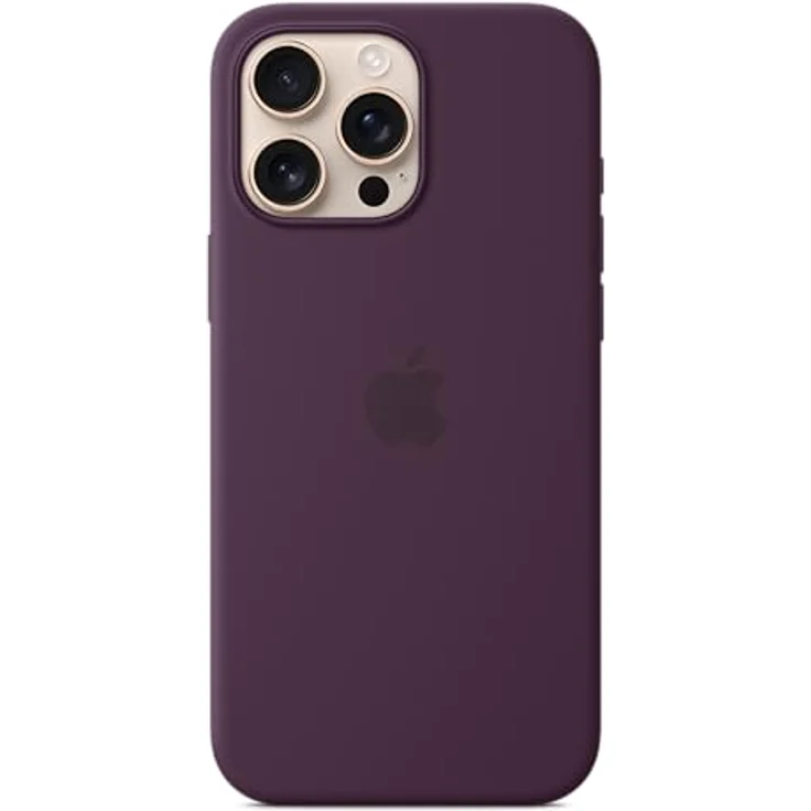 Apple iPhone 16 Pro Max Silikon Case mit MagSafe – Pflaume, recyceltes Silikon, Mikrofaserfutter, Saphir­kappe, magnetische Ausrichtung, kabelloses Laden – Bild 1