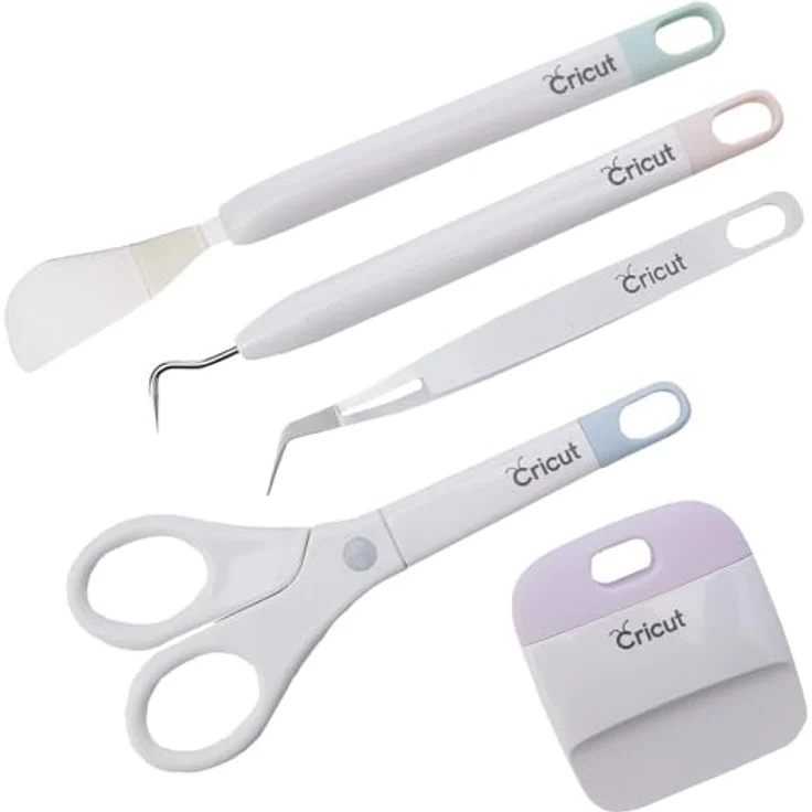 Cricut Werkzeugset Basic Tools, 5-teiliges Hilfsmittelset für Kreativplotter, grau/silber – Bild 4