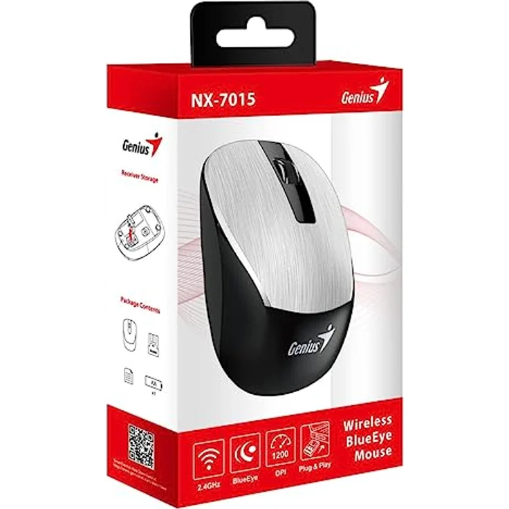Genius Maus NX-7015V2 Silver 1600dpi, kabellos, 2,4 GHz, optisch, USBPC/Mac – Bild 3