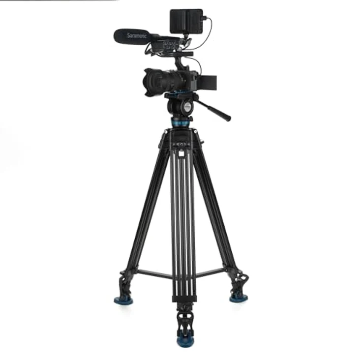 Benro KH26PC Videostativkit, Aluminium-Stativ mit Kopf, 87,5-184,5 cm höhenverstellbar, 6,8 kg Traglast, kontinuierlicher Schwenkwiderstand, Anti-Rotations-Kameraplatte – Bild 5