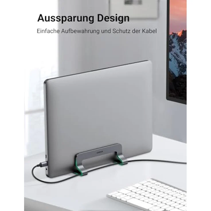 UGREEN 20471 Notebook-Ständer, vertikaler Laptop-Halter aus Aluminium mit einstellbarer Breite und Anti-Rutsch-Schutz für Geräte bis 17,3 Zoll – Bild 8