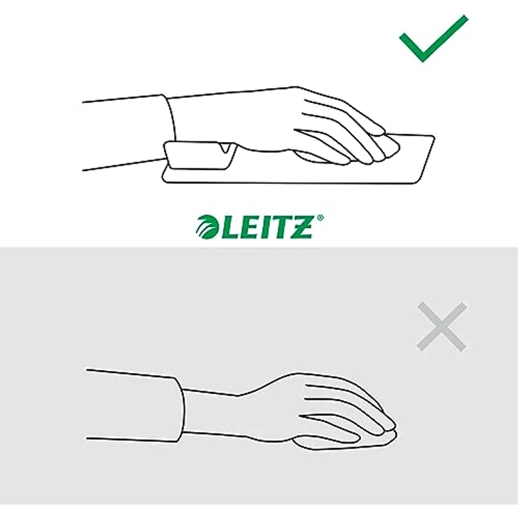 Leitz Ergo Mauspad mit verstellbarer Handgelenkauflage, zwei Höheneinstellungen, verbessert Haltung & Durchblutung, Computer-Mauspad, Für Rechts- und Linkshänder, Ergo-Serie, Hellgrau/Weiß, 65170085 – Bild 5