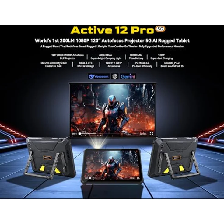 Blackview Active 12 Pro, LTE Tablet mit 1TB Speicher und 16GB RAM, Schwarz – Bild 3