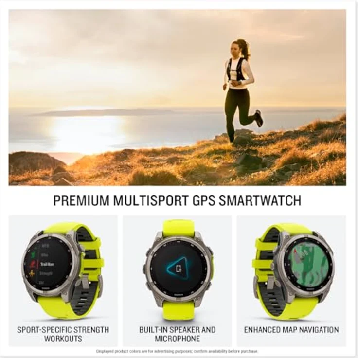 Garmin fēnix® 8-47mm Solar Saphir Multisport GPS Smartwatch Titan mit Amp Gelb/Graphit Band, Lange Akkulaufzeit, Tauchbewertet, LED-Taschenlampe – Bild 2
