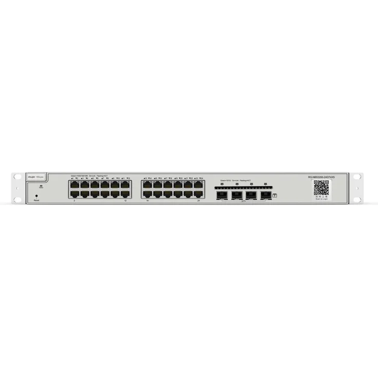 Ruijie SWITCH REYEE RG-NBS3200-24GT4XS, 24-Port Gigabit Netzwerk Switch mit PoE+ und 128 Gbit/s Switching-Kapazität, Grau