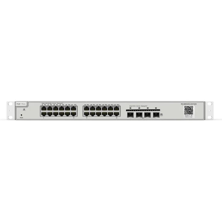 Ruijie SWITCH REYEE RG-NBS3200-24GT4XS, 24-Port Gigabit Netzwerk Switch mit PoE+ und 128 Gbit/s Switching-Kapazität, Grau