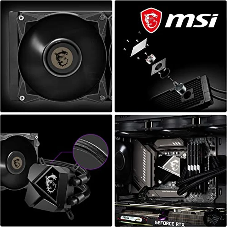 MSI MAG CORELIQUID P360 AIO CPU-Wasserkühlung, Klavierlackoptik-Schwarz, integrierte Lüfterpumpe, Split-Flow-Wasserkühlung, verdampfungssichere Schläuche, einfache Montage - AMD & Intel kompatibel – Bild 4