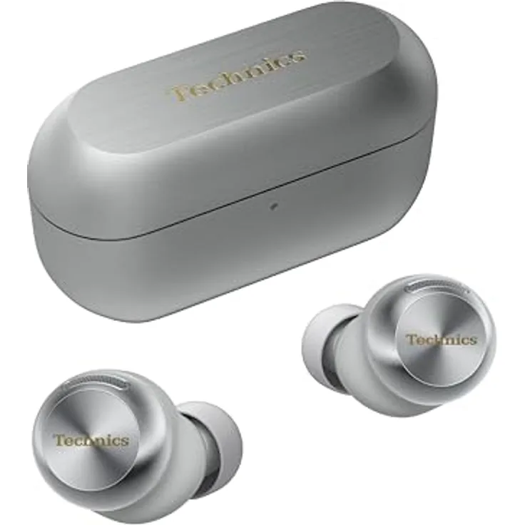 Technics EAH-AZ100-S Kabellose Ohrhörer mit Geräuschunterdrückung, 10mm Magnetic Fluid Driver, Multipoint-Bluetooth, Voice Focus AI, Bequeme In-Ear-Kopfhörer, Silber