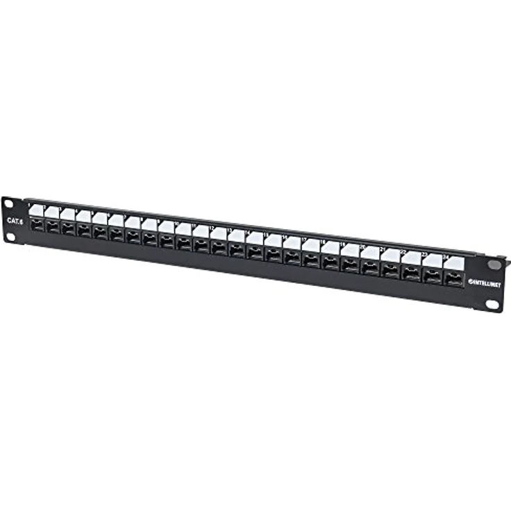 Intellinet 24 Port Netzwerk-Patchpanel, CAT 6, 1 HE, bestückt, abschließbar, 483 mm (19 Zoll) – Bild 1