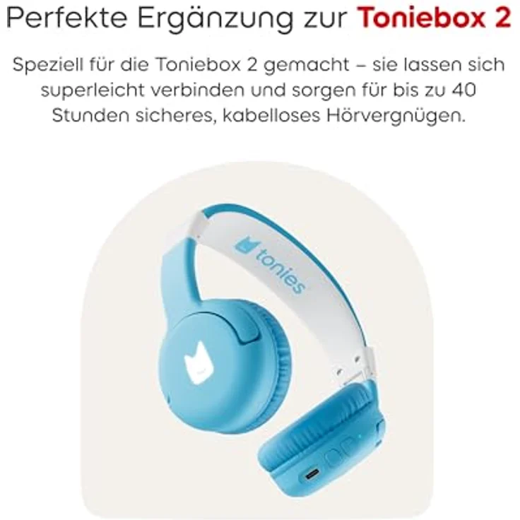 tonies Lauscher Revision Kinder-Kopfhörer, Bluetooth und NFC, kabelloses Hören, 40 Stunden Akku, mit LED-Lichtern – Bild 4