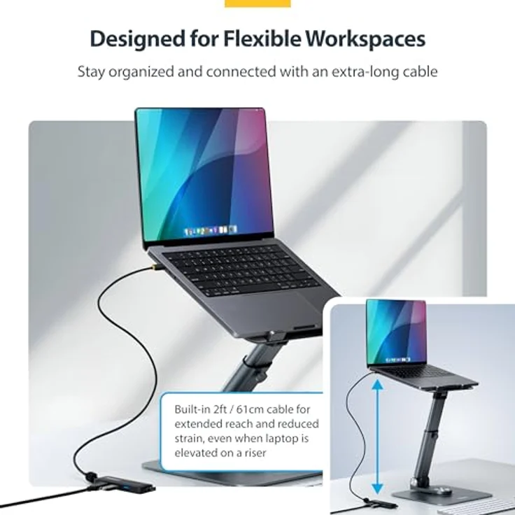 StarTech 4-Port USB-C Hub, Mini Hub-Verteiler mit 5Gbps, 61cm Kabel, busbetrieben, plastikgehäuse – Bild 5