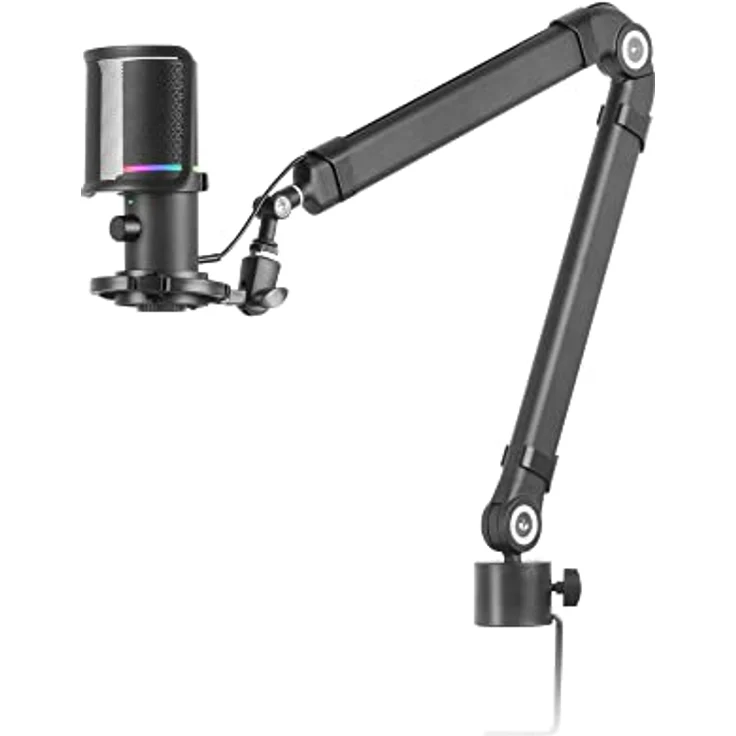 MARSGAMING MMIC-XT, Professionelles High Definition 192Khz 24-bit Studiomikrofon, Kugelarm, Anti Shock Mount, Pop Filter Metallgitter, Schwarz – Bild 1