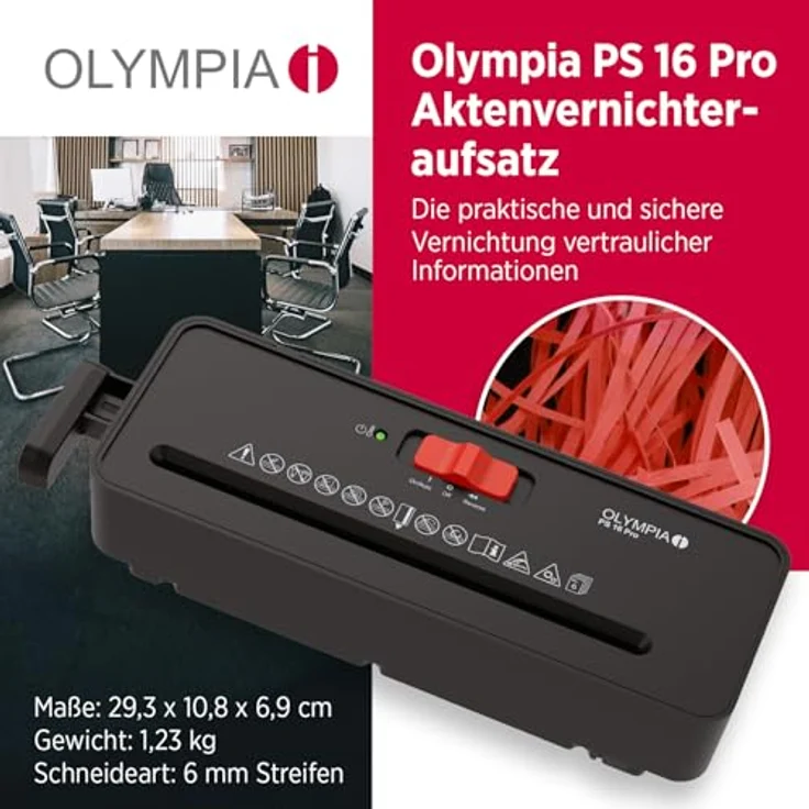 OLYMPIA PS 16 Pro, Aktenvernichter in Schwarz mit leistungsstarker Schneidetechnologie – Bild 2
