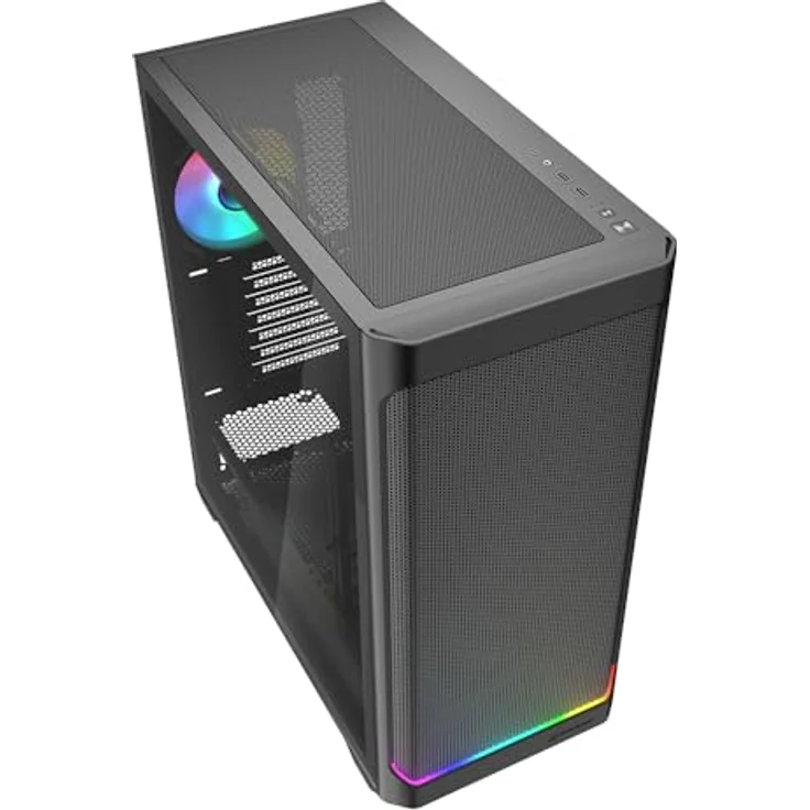 Sharkoon AK4W RGB Strip Black, ATX PC-Gehäuse mit vollem RGB-Beleuchtungssystem, starker Airflow und Dual-Radiator-Unterstützung – Bild 3