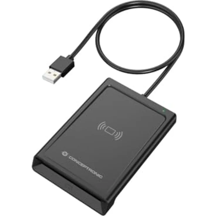 CONCEPTRONIC Dual-Interface Smart-ID Kartenleser, USB-A, kompakt und tragbar, schwarz