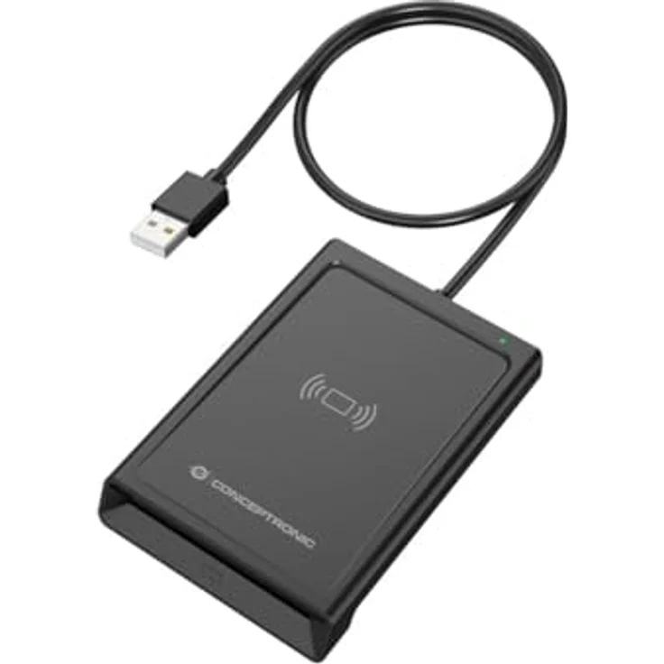 CONCEPTRONIC Dual-Interface Smart-ID Kartenleser, USB-A, kompakt und tragbar, schwarz