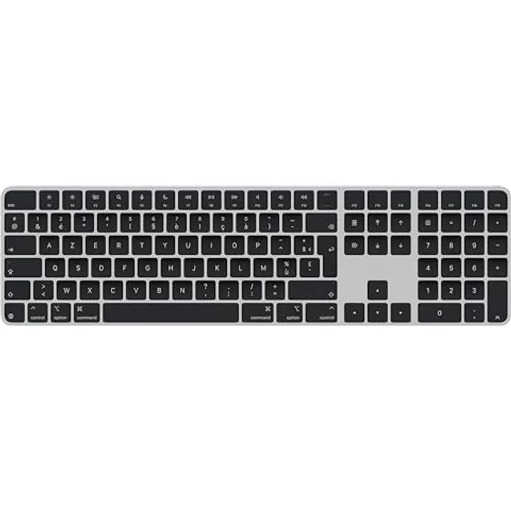 Apple Magic Keyboard mit Touch ID und Ziffernblock, drahtlose Tastatur für Mac Modelle mit Apple Chip, Französisch, schwarze Tasten