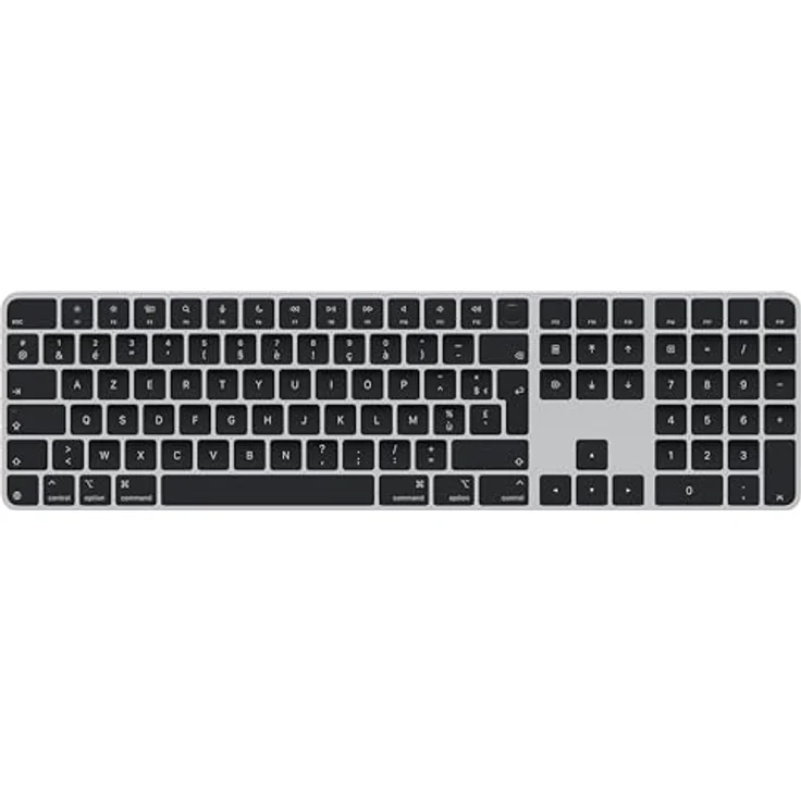 Apple Magic Keyboard mit Touch ID und Ziffernblock, drahtlose Tastatur für Mac Modelle mit Apple Chip, Französisch, schwarze Tasten
