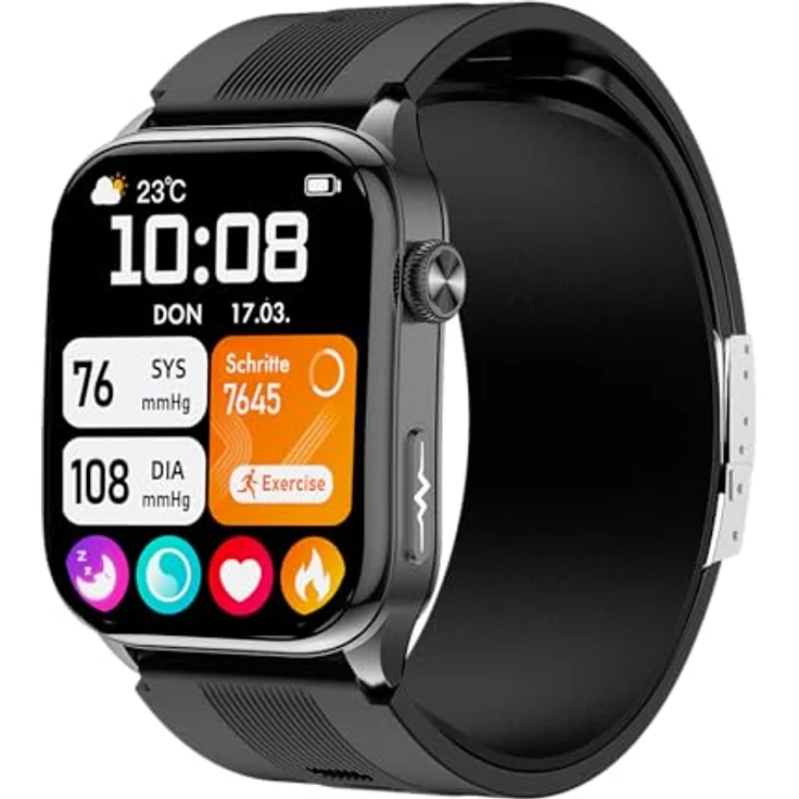 Knauermann PRO 4 Air, Senioren-Smartwatch mit Sturzerkennung & SOS, elegante schwarze Ausführung – Bild 5