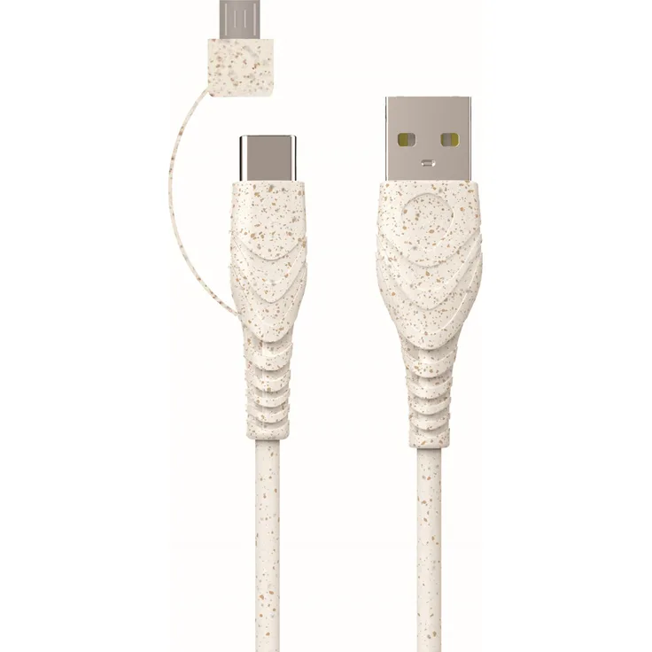 BIOnd BIOnd12-TCM USB-C to Type-C + Micro 3A Kabel, 1,2 m, umweltfreundliches Design, weiß