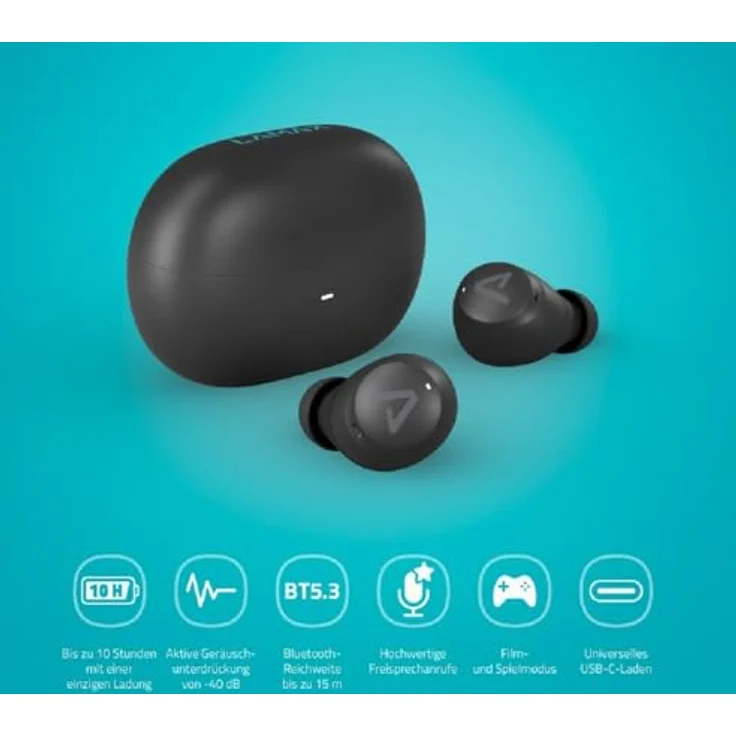 Lamax Dots3 ANC True Wireless Kopfhörer, Schwarz, 42 h Akkulaufzeit – Bild 4