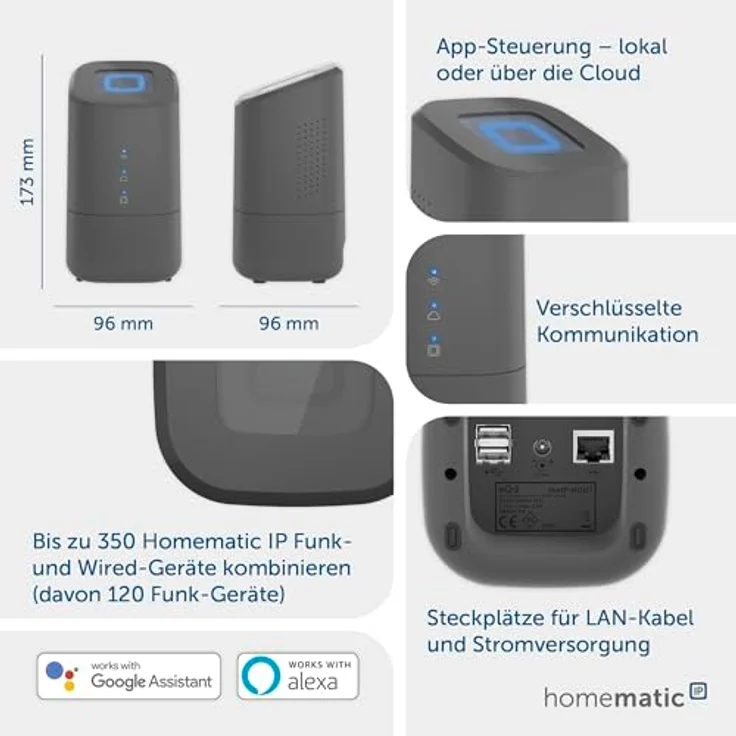 Homematic IP Home Control Unit, anthrazit, Smart Home Zentrale, Digitale Steuerung per kostenloser App, Alexa sowie Google Assistant, online und offline Modus, hoher Datenschutz, 160692A0 – Bild 3
