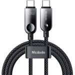 MCDODO CA-4780 USB-C auf USB-C 60W Datenkabel, 1,2m, schwarz mit LED-Anzeige und Hochgeschwindigkeits-Datenübertragung