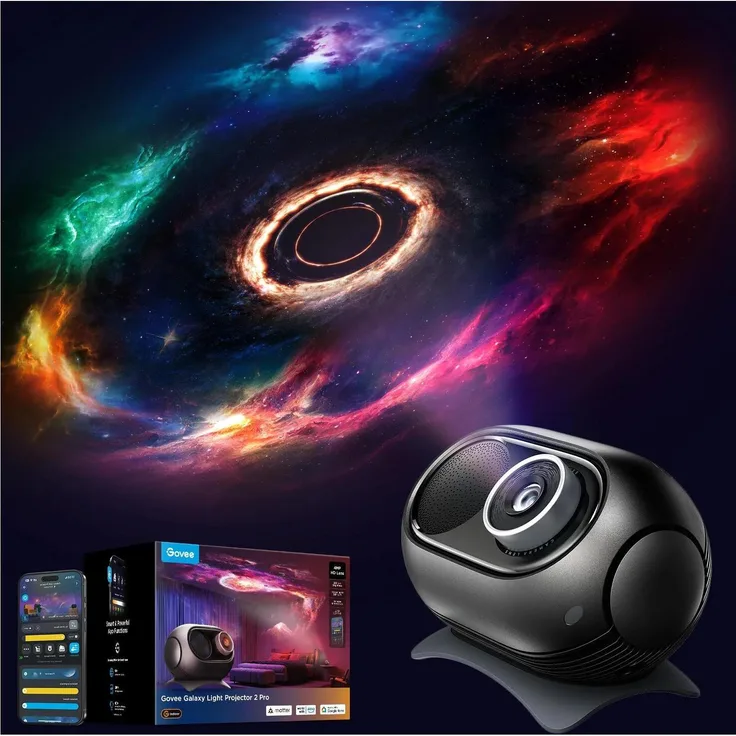 Govee Galaxy Light Projector 2 pro, Beamer mit 230 Lux, 3.200+ Szenenkombinationen, Schwarz