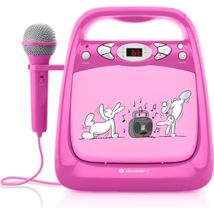 GoGEN Bob und Bobek CD KARAOKE, kompakte Karaoke-Anlage mit Bluetooth, USB-Eingang und Mikrofon, rosa – Bild 2