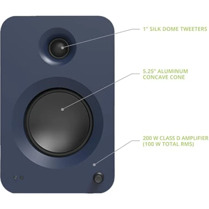 Kanto Ren 200W Powered Speaker System with HDMI ARC Input for TV & Home Theater | USB-C and Bluetooth 5.3 | High/Low Pass Filter | Pair | Matte Blue – Bild 2