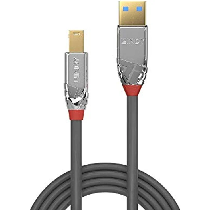 Lindy CROMO - USB-Kabel - USB Typ A (M) bis USB Type B (M) - USB 3,1 - 50cm - rund - Grau (36660) – Bild 3