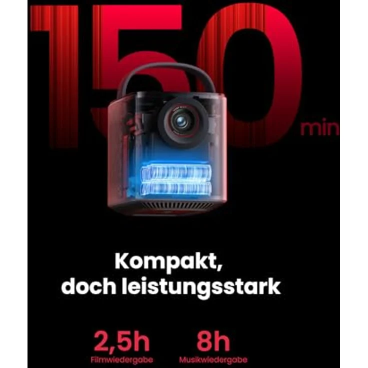 Nebula Anker Mars 3 Air Mini Beamer, 1080p, mit Google TV, Smart, WLAN Projektor, Tragbarer Projektor mit 400 ANSI-Lumen, Dolby Digital, 2*8W, 150-Zoll Bild, Integrierter Akku, 2,5 Stunden Spielzeit – Bild 5