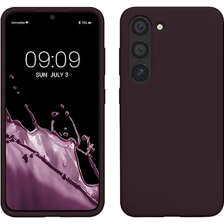 kwmobile Samsung Galaxy S23 Hülle - dünnes Silikon Case - stoßfeste Handyhülle - Kabelloses Laden - Brombeere