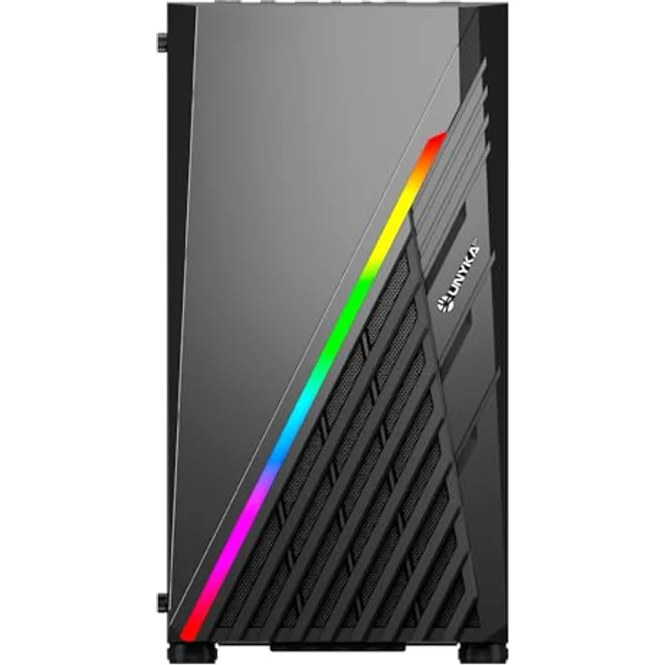 UNYKAch Mini Glayze Cristal Templado, Micro-ATX PC-Gehäuse mit ARGB-Front und gehärtetem Glas, schwarz – Bild 3
