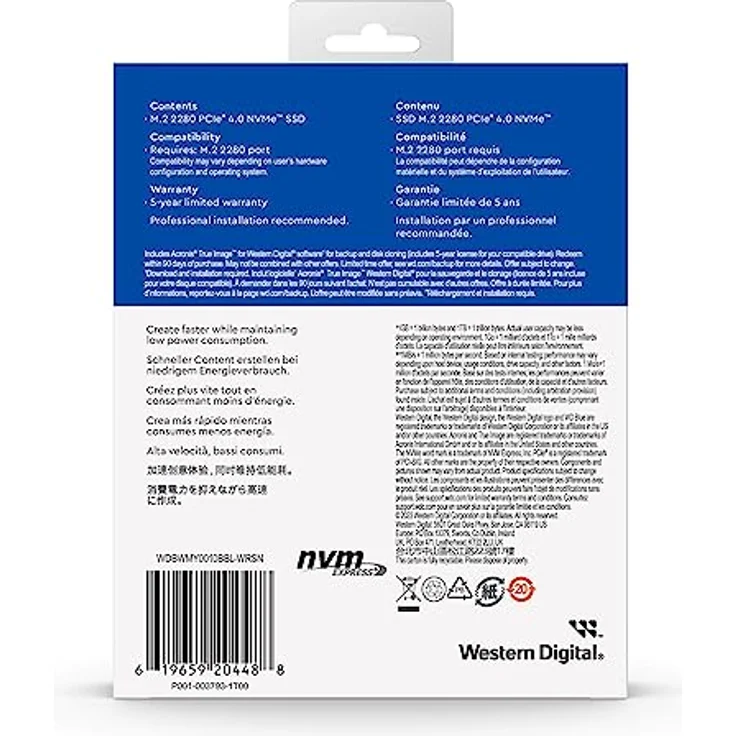 WD Blue SN580 NVMe SSD 1 TB (PCIe Gen4 x4, bis zu 4.000 MB/s Lesen, M.2 2280, nCache 4.0-Technologie) Blau – Bild 5