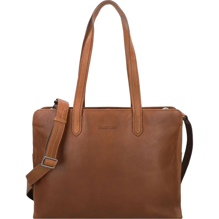 Plevier Power Aktentasche Leder 41.5 cm mit Laptopfach, A4-Dokumentenfächern und Reißverschluss