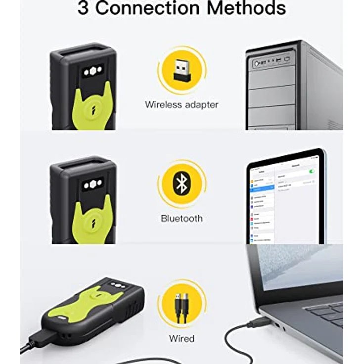 Inateck Barcode Scanner Bluetooth 2D mit 2,4Ghz USB Adapter, liest Barcodes von Bildschirmen, Exklusive Schnelltasten, BCST-42 – Bild 4