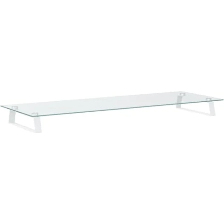 vidaXL Monitorständer, Monitorerhöhung mit Stauraum aus Hartglas und Metall, ergonomisch, Weiß 100x35x8cm – Bild 1
