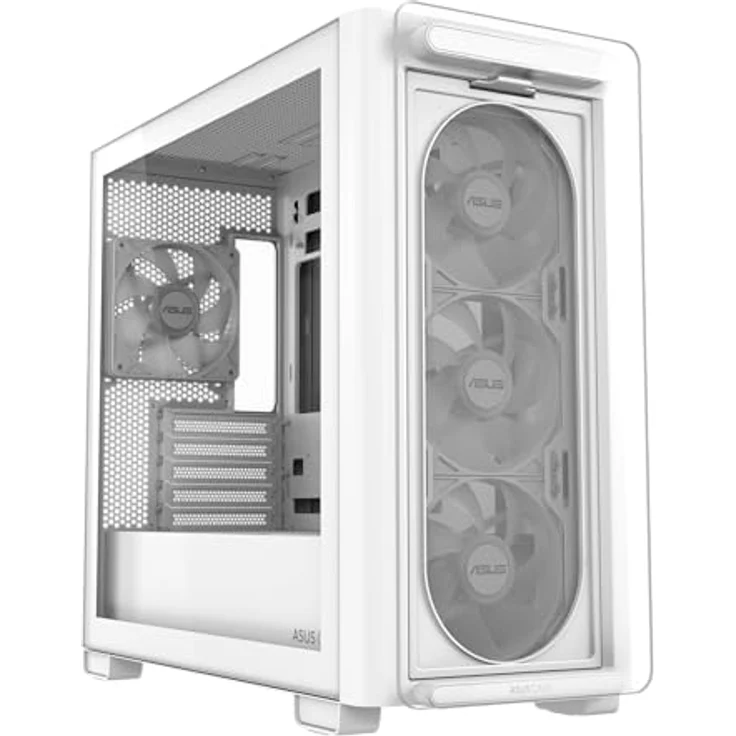 ASUS A23 Plus TG ARGB White microATX PC Gehäuse (Mesh Frontpanel, 360-mm-Radiatoren, 380-mm-Grafikkarten) – Bild 1