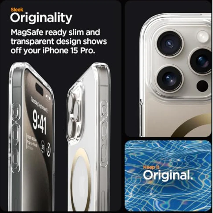 Spigen Ultra Hybrid MagFit Hülle [Anti-Yellowing] für iPhone 15 Pro -Gold – Bild 3