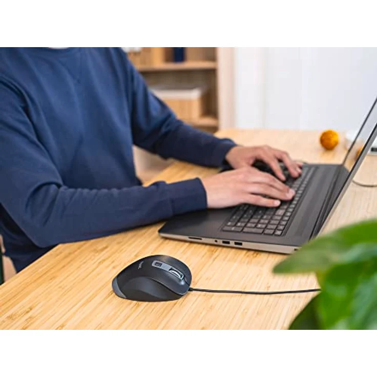 Trust Fyda PC Maus mit Kabel, Nachhaltiges Design, 600-5000 DPI, 6 Tasten, Daumen- und Fingerauflage, USB Maus 150 cm, Ergonomische Maus für Laptop, PC, MacBook, Büro, Komfortables Arbeiten, Schwarz – Bild 5