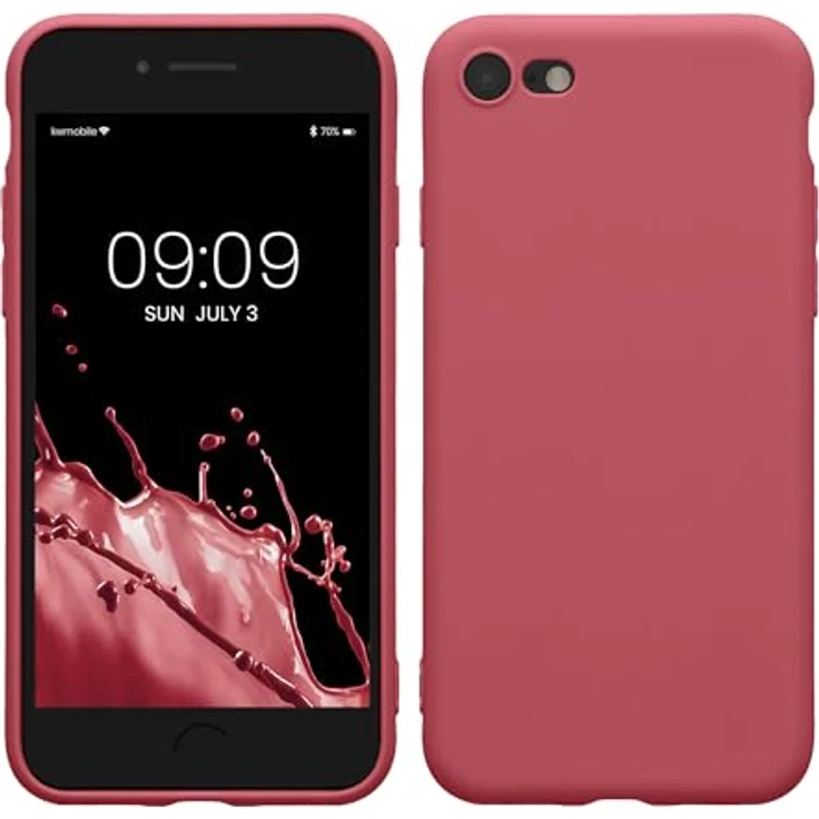 kwmobile Handyhülle kompatibel mit Apple iPhone SE (2022) / iPhone SE (2020) / iPhone 8 / iPhone 7 - Dark Rose, weiches Silikon, reißfest & rutschfest – Bild 1