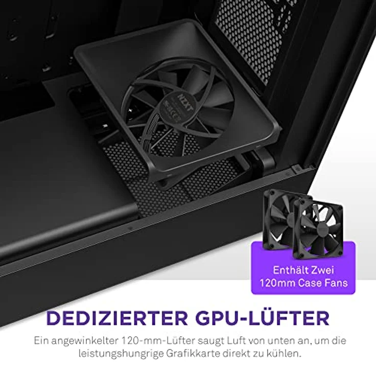 Nzxt H5 Flow - CC-H51FB-01 - Premium ATX Mid-Tower PC Gaming Gehäuse - Airflow Mesh Front - Seitenteil aus gehärtetem Glas - Extra GPU Lüfter - Wasserkühlung Ready - USB C - Schwarz – Bild 5