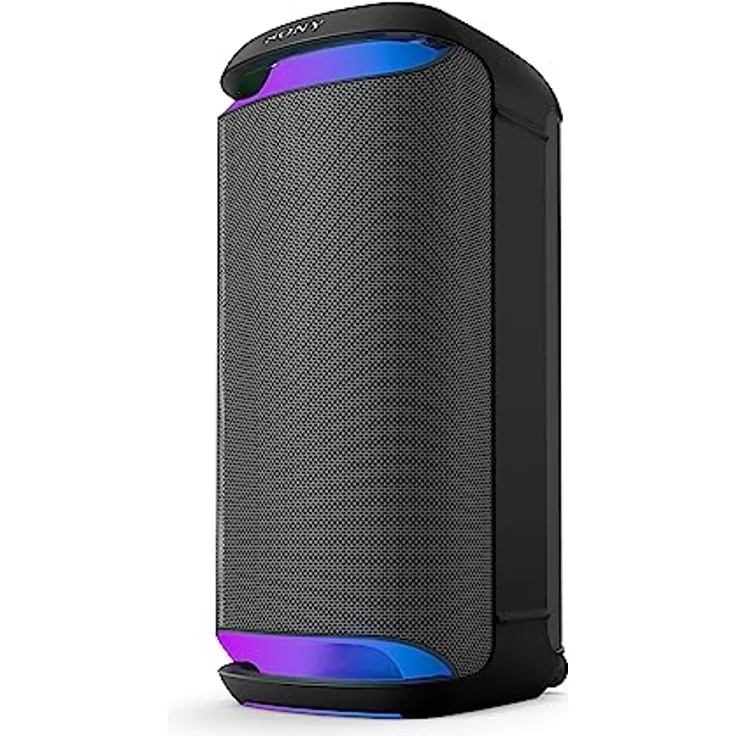 Sony SRS-XV800 - Bluetooth, Party Box Lautsprecher, Kraftvoller 360° Sound, tragbar, 5 Front-/2 Rücklautsprecher, MEGA Bass, 25h Akkulaufzeit, LED Licht, IPX4 wasserdicht, Schnellladung – Schwarz