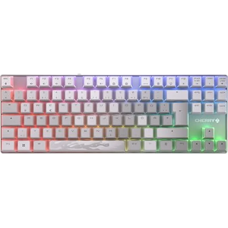 CHERRY XTRFY TAS MX 8.2 XAGA TKL Gaming-Tastatur, kabellos mit mechanischen CHERRY MX2A Red Switches und RGB-Hintergrundbeleuchtung, weiß – Bild 1