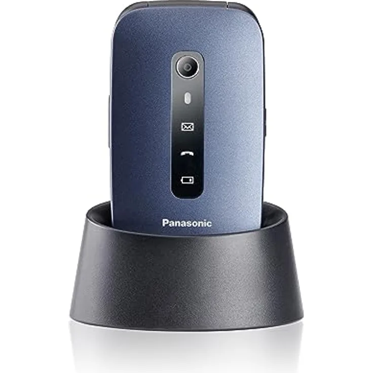 Panasonic KX-TU550EXC 4G Essentials Clamshell Handy für Senioren, 1,2 MP Kamera, Seniorentelefon mit großem 2,8 Zoll Display, 300 Stunden Standby-Zeit, Blau