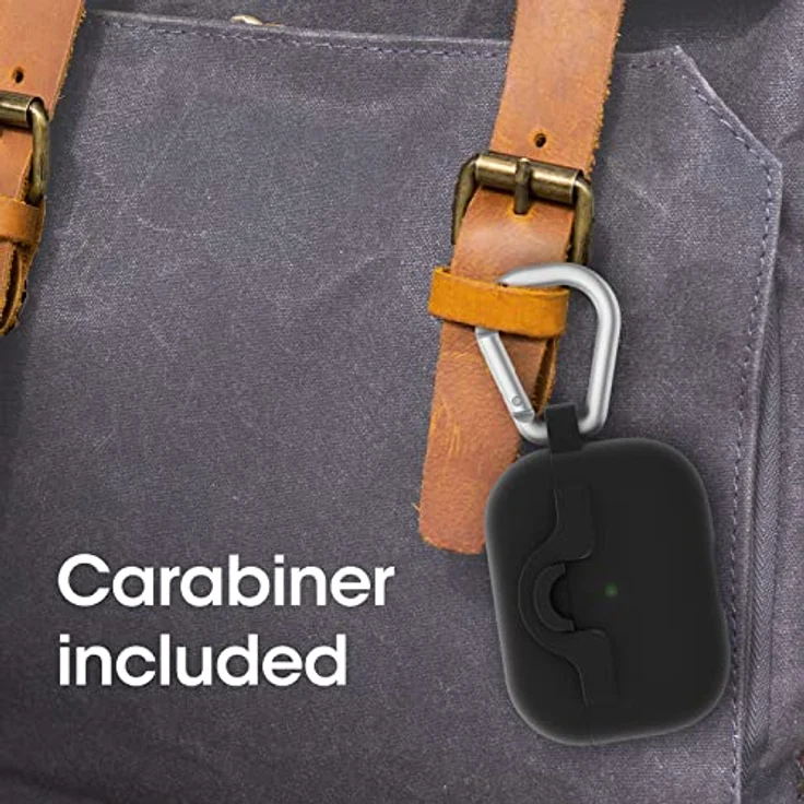 OtterBox Soft Touch Kopfhörer Hülle für AirPods Pro (1. gen / 2. gen), stoßfeste, sturzsichere, ultraflache, kratz- und abriebfeste Schutzhülle für Apple AirPods, inklusive Karabiner, Schwarz – Bild 3