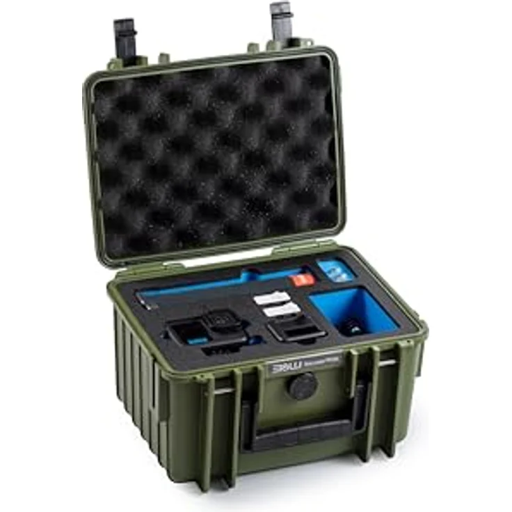 B&W International Transportkoffer Outdoor 2000 (PP.66), wasserdicht (IP67), staubdicht, schlagfest, extrem robust, Bronze Grün für GoPro 9, 10, 11, 12 und 13 – Bild 3