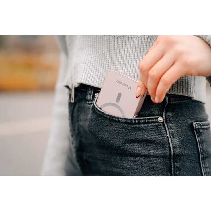 Verbatim Charge 'n' Go MagSafe Powerbank 10.000mAh Rosa 15W magnetisch - PD 22W Schnellladefunktion LED-Anzeige & klappbarer Ständer für iPhone 16/15/14/13/12 Pro/Pro Max - inkl. USB-C Kabel – Bild 4